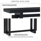 59.1 Modern Console Table with Pine Legs,Pine Veneer Entryway Table,Interlocking Geometric Sofa Table for Living Room,Hallway,Entryway
