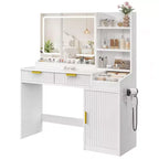 Vanity Desk With Large Lighted Mirror Makeup Vanity Table Shelves 2 Drawers 3 Lighting Modes Brightness Adjustable