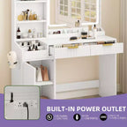 Vanity Desk With Large Lighted Mirror Makeup Vanity Table Shelves 2 Drawers 3 Lighting Modes Brightness Adjustable