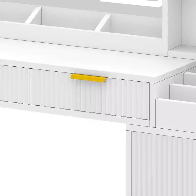 Vanity Desk With Large Lighted Mirror Makeup Vanity Table Shelves 2 Drawers 3 Lighting Modes Brightness Adjustable