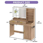 Vanity Desk With Large Lighted Mirror Makeup Vanity Table Shelves 2 Drawers 3 Lighting Modes Brightness Adjustable