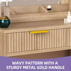 Vanity Desk With Large Lighted Mirror Makeup Vanity Table Shelves 2 Drawers 3 Lighting Modes Brightness Adjustable