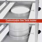 4-Wheel Silver BBQ Cart Stainless Steel Top with Seasoning Tray