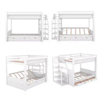 Wood Full Size Convertible Bunk Bed with Storage Staircase, Bedside Table,and 3 Drawers