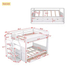 Wood Full Size Convertible Bunk Bed with Storage Staircase, Bedside Table,and 3 Drawers