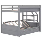 Wood Full Size Convertible Bunk Bed with Storage Staircase, Bedside Table,and 3 Drawers