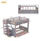Wood Full Size Convertible Bunk Bed with Storage Staircase, Bedside Table,and 3 Drawers