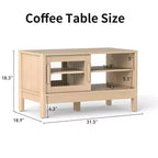 Modern Coffee Table with Unique Acrylic Sliding Door, Curved Corners & Adjustable Shelves