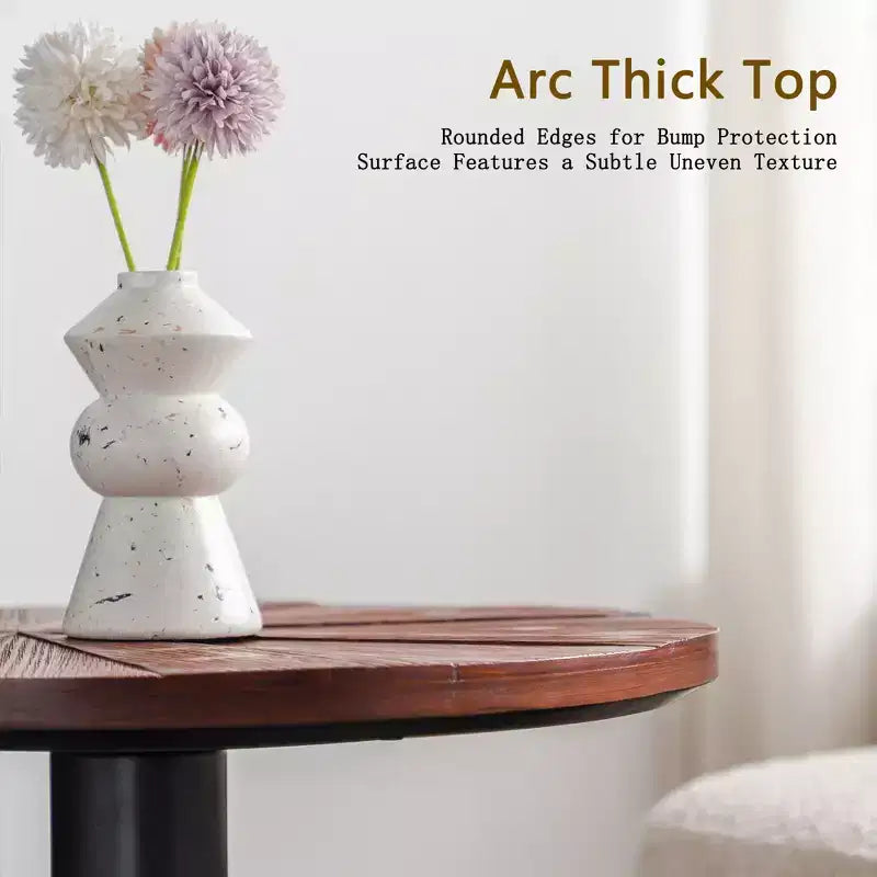 23.6 Round Pedestal Side Table, Boho Mid-Century Side Table for Living Room, Bedroom, or Small Spaces