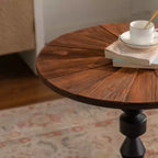 23.6 Round Pedestal Side Table, Boho Mid-Century Side Table for Living Room, Bedroom, or Small Spaces