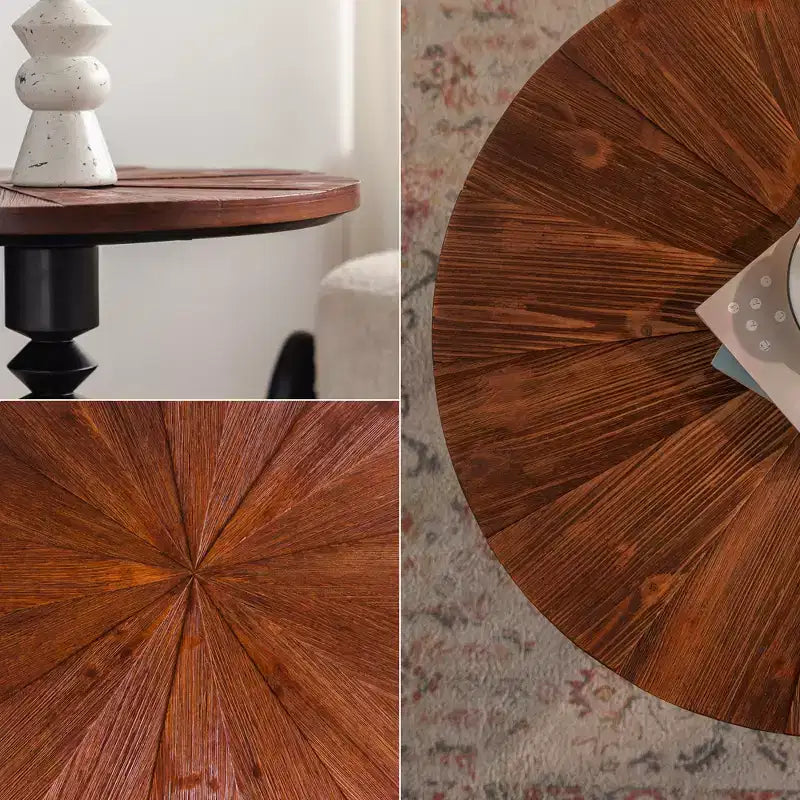 23.6 Round Pedestal Side Table, Boho Mid-Century Side Table for Living Room, Bedroom, or Small Spaces