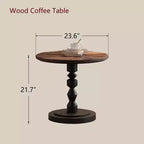 23.6 Round Pedestal Side Table, Boho Mid-Century Side Table for Living Room, Bedroom, or Small Spaces