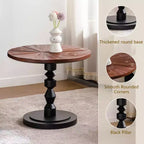 23.6 Round Pedestal Side Table, Boho Mid-Century Side Table for Living Room, Bedroom, or Small Spaces