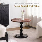23.6 Round Pedestal Side Table, Boho Mid-Century Side Table for Living Room, Bedroom, or Small Spaces