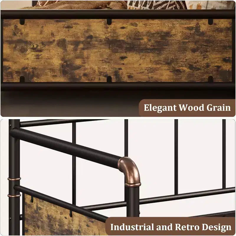 Daybed with Trundle Bed, Twin Bed Frame with Steel Slats, Sofa Bedframe with Strong Supports for Living Room, Bedroom, Brown
