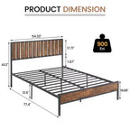 Full Size Platform Bed Frame with Wooden Headboard & Footboard, 14 Steel Bar Support, Noise Free