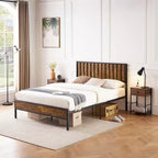 Full Size Platform Bed Frame with Wooden Headboard & Footboard, 14 Steel Bar Support, Noise Free