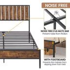 Full Size Platform Bed Frame with Wooden Headboard & Footboard, 14 Steel Bar Support, Noise Free