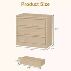 3 Drawer Dresser for Bedroom, Natural Oak Nightstand 3 Chest of Drawers w/Storage, Small Modern Bedside End Table for Living Room, Nursery, Entryway