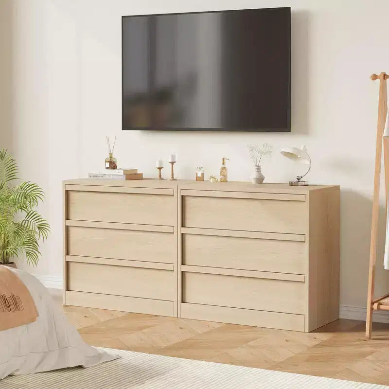 3 Drawer Dresser for Bedroom, Natural Oak Nightstand 3 Chest of Drawers w/Storage, Small Modern Bedside End Table for Living Room, Nursery, Entryway