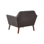 Midcentury Modern Accent Chair, Linen Upholstered Tufted Armchair with Wood Frame, Blue Reading Chair for Living Room Bedroom