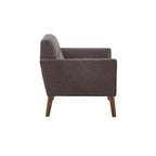 Midcentury Modern Accent Chair, Linen Upholstered Tufted Armchair with Wood Frame, Blue Reading Chair for Living Room Bedroom