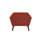 Midcentury Modern Accent Chair, Linen Upholstered Tufted Armchair with Wood Frame, Blue Reading Chair for Living Room Bedroom