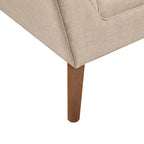Midcentury Modern Accent Chair, Linen Upholstered Tufted Armchair with Wood Frame, Blue Reading Chair for Living Room Bedroom