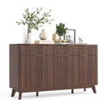 60 Large Sideboard Buffet Cabinet with Storage , Fluted Storage Cabinet with Drawers and Adjustable Shelves, Wooden Coffee Bar Console Table