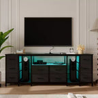 Commode à 10 tiroirs, meuble TV avec tiroirs en tissu et prises électriques pour TV 75 70 65 pouces, table console TV, centre de divertissement avec étagères de rangement