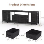 Commode à 10 tiroirs, meuble TV avec tiroirs en tissu et prises électriques pour TV 75 70 65 pouces, table console TV, centre de divertissement avec étagères de rangement