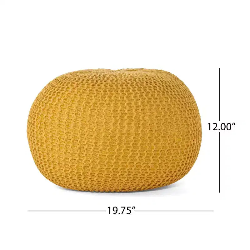 20 Modern Round Ottoman Pouf with Knitted Design Small Ottoman Floor Cushion Foot Stool for Living Room, Bedroom, Entryway
