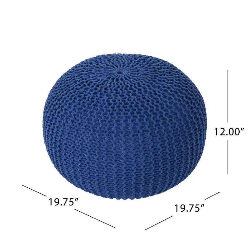 20 Modern Round Ottoman Pouf with Knitted Design Small Ottoman Floor Cushion Foot Stool for Living Room, Bedroom, Entryway