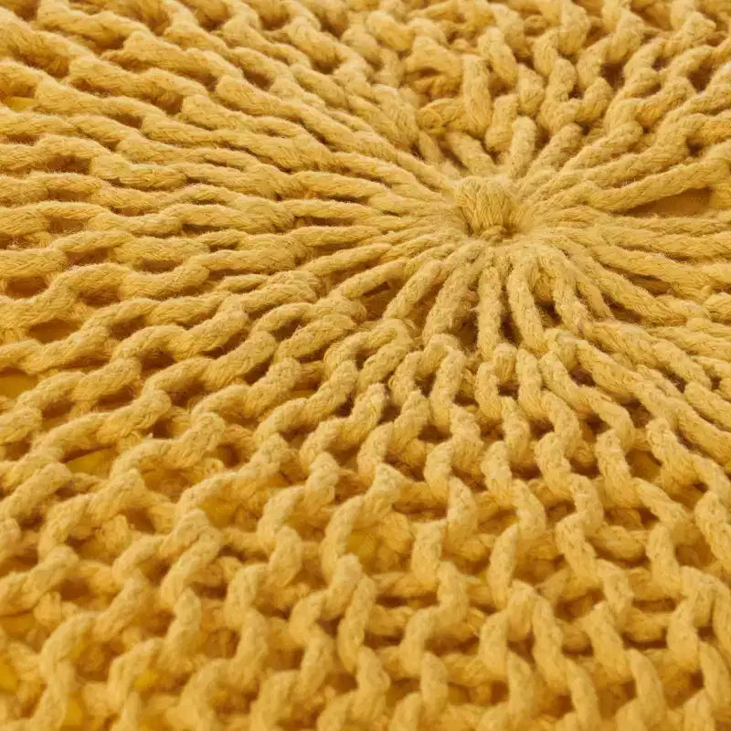 20 Modern Round Ottoman Pouf with Knitted Design Small Ottoman Floor Cushion Foot Stool for Living Room, Bedroom, Entryway