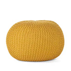 20 Modern Round Ottoman Pouf with Knitted Design Small Ottoman Floor Cushion Foot Stool for Living Room, Bedroom, Entryway