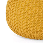 20 Modern Round Ottoman Pouf with Knitted Design Small Ottoman Floor Cushion Foot Stool for Living Room, Bedroom, Entryway