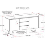 60 Inch x 17 inch Rectangle Modern Industrial Sideboard Buffet in Walnut Veneer