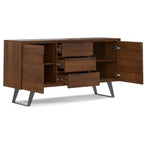 60 Inch x 17 inch Rectangle Modern Industrial Sideboard Buffet in Walnut Veneer