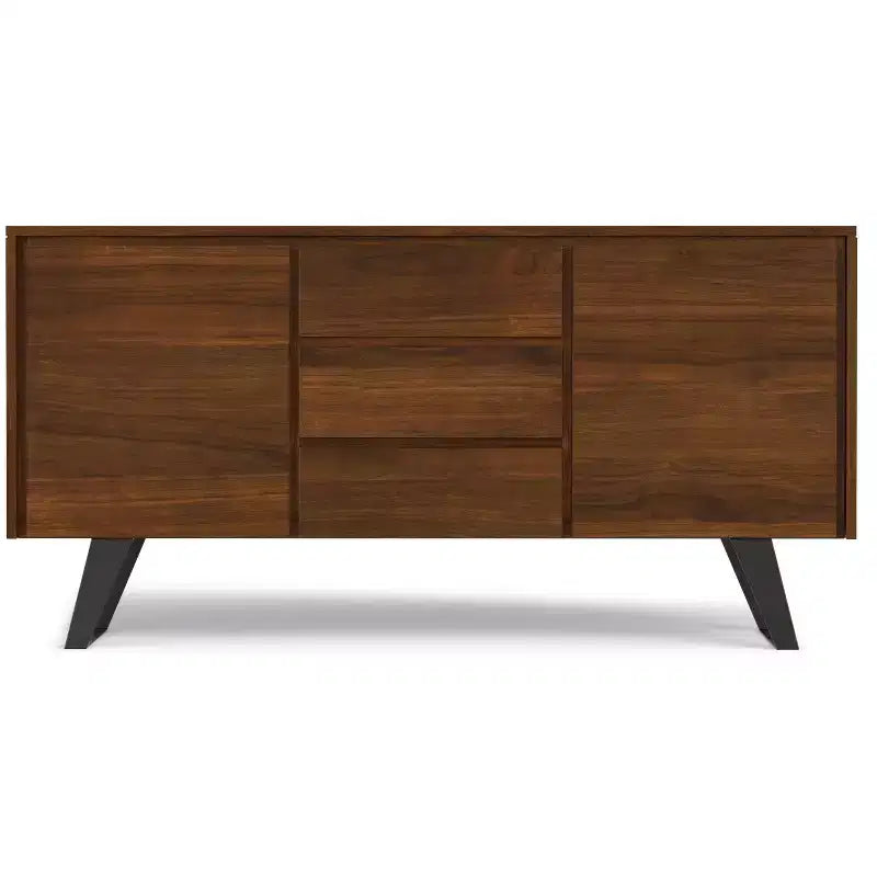 60 Inch x 17 inch Rectangle Modern Industrial Sideboard Buffet in Walnut Veneer