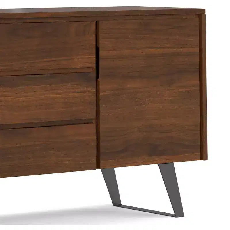 60 Inch x 17 inch Rectangle Modern Industrial Sideboard Buffet in Walnut Veneer