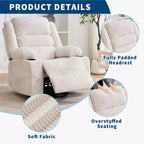 360 Swivel Rocker Recliner Chair for Adults, Rocking Manual Glider Sofa with 3 Positions, 2 Cup Holders, 4 Pockets for Living Room, Bedroom