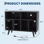 Large Record Player Stand, Wood Vinyl Record Storage with Power Outlet, Record Player Shelf Holds 350 Albums for Living Room