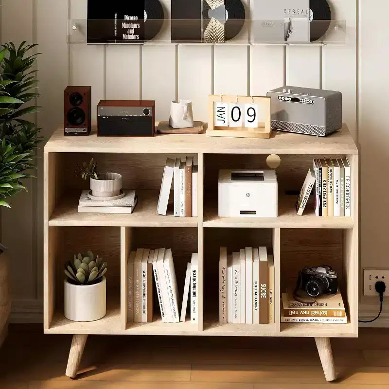 Large Record Player Stand, Wood Vinyl Record Storage with Power Outlet, Record Player Shelf Holds 350 Albums for Living Room