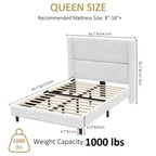 Corduroy bed frame, 56-inch corduroy soft-padded bed frame, solid wood slats and bed legs, no box spring requiredGrey