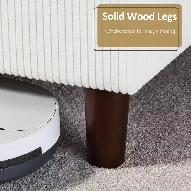 Corduroy bed frame, 56-inch corduroy soft-padded bed frame, solid wood slats and bed legs, no box spring requiredGrey