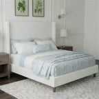 Corduroy bed frame, 56-inch corduroy soft-padded bed frame, solid wood slats and bed legs, no box spring requiredGrey