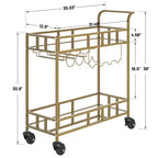 2 Tier Rolling Wine Bar Cart, Small Alcohol Liquor Cart with Mirrored Shelves, Wine Racks & Glass Holder, Compact for Living Room Party, Silver