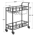 2 Tier Rolling Wine Bar Cart, Small Alcohol Liquor Cart with Mirrored Shelves, Wine Racks & Glass Holder, Compact for Living Room Party, Silver