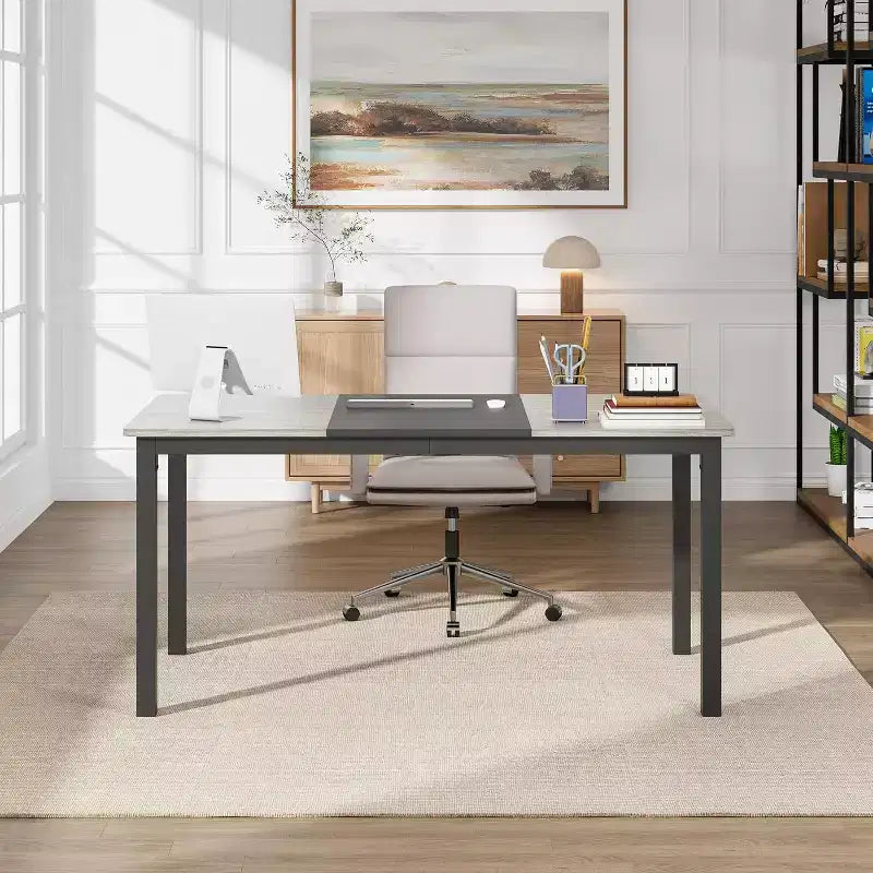 Rectangle Dining Table for 2 4 6 People, 63-Inch Modern Farmhouse Kitchen & Dining Room Tables with Heavy Duty Metal Legs for Kitchen Living Room