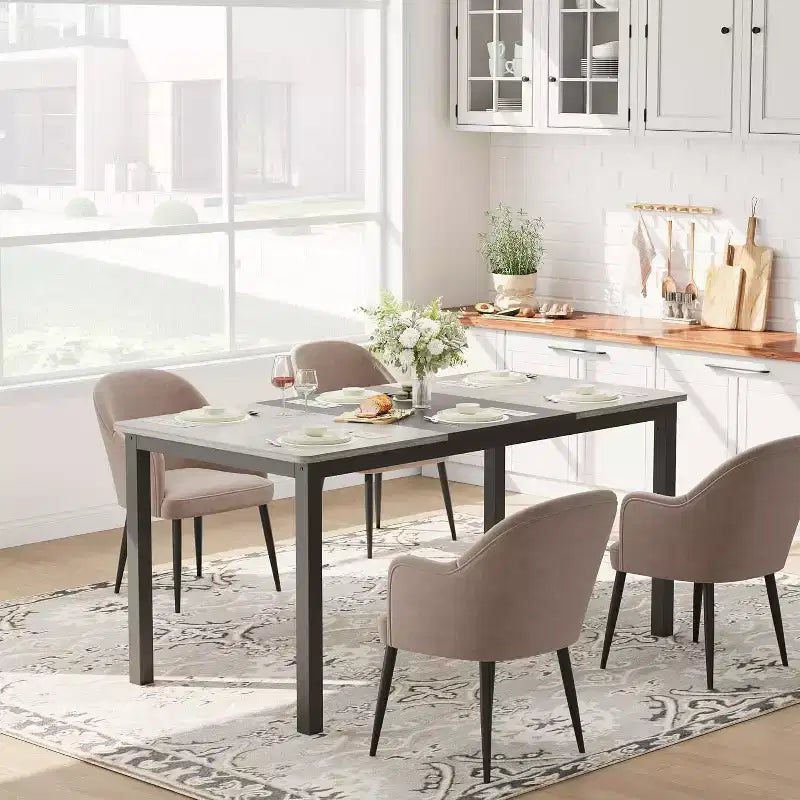 Rectangle Dining Table for 2 4 6 People, 63-Inch Modern Farmhouse Kitchen & Dining Room Tables with Heavy Duty Metal Legs for Kitchen Living Room